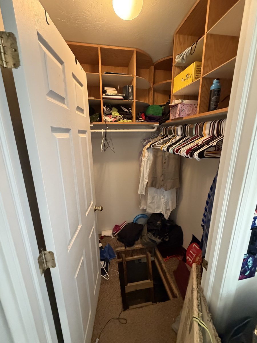 Walk-in closet before InstaHaul cleanout